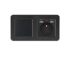UNIC Elektrick� z�suvka (230V+2xUSB 5V/2,1A) + vyp�na� jednop�lov� �.1 v r�me�ku 153mm, plast �ern� - 308 K�