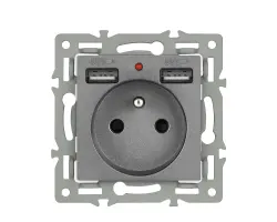 UNIC modul MDZ230USB25V z�suvka 230V+2*USB �ed� do r�me�ku 82mm - 174 K�