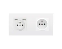 SRAN Elektrick� z�suvka 2x230V+2xUSB 5V/2.1A plast b�l� v�etn� r�me�ku - 246 K�