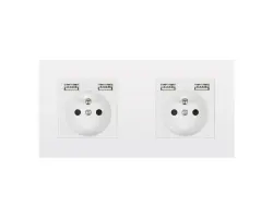 SRAN Elektrick� z�suvka 2x230V+4*USB 5V/2.1A plast b�l� v�etn� r�me�ku - 346 K�