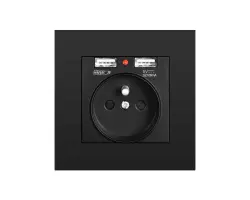 SRAN Elektrick� z�suvka 230V+2*USB 5V/2.1A v r�me�ku plast �ern� - 188 K�