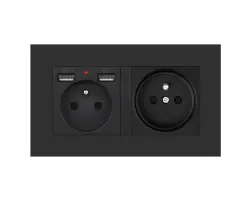 SRAN Elektrick� z�suvka 2x230V+2xUSB 5V/2.1A v r�me�ku 147mm plast �ern� - 246 K�