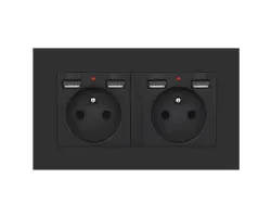 SRAN Elektrick� z�suvka 2x230V+4xUSB 5V/2.1A  v r�me�ku plast �ern� - 346 K�