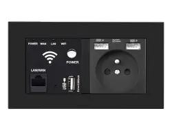 SRAN z�suvka WiFi socket + z�suvka 230V+2xUSB  5V/2,1A v r�me�ku, plast �ern� - 496 K�