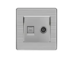 SRAN Z�suvka RJ45+TV v r�me�ku nerez ocel - 78 K�