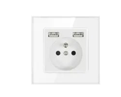 SRAN Elektrick� z�suvka 230V+2*USB 5V/2.1A sklo b�l� - 188 K�