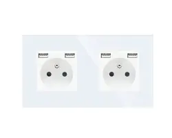 SRAN Elektrick� z�suvka 2x230V+USB 5V/2,1A v�etn� r�me�ku b�l� sklo - 346 K�