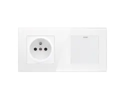 SRAN Elektrick� z�suvka 230V 5V/2,1A + vyp�na� schodi��ov�/k��ov� v r�me�ku 172mm, sklo b�l� �irok� - 126 K�