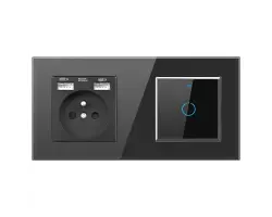SRAN Elektrick� z�suvka 230V+2*USB+Ai wifi vyp�na� �ern� sklo - 470 K�