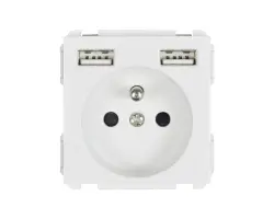 SRAN b�l� Modul MDZ230USB25V Z�suvka 230V+2xUSB 5V/2,1A - 148 K�