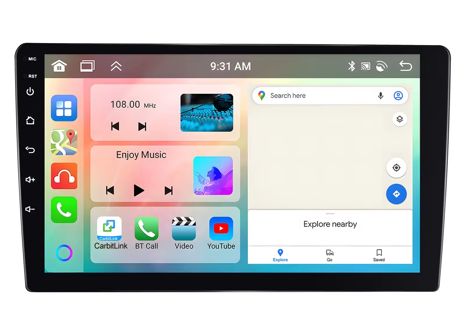 2DIN Autordio A3454 s 10,1 LCD, 4Core procesorem, Android 13, 4GB RAM, 64GB loit, Carplay, Android Auto, Wifi, GPS, Bluetooth, FM RDS
