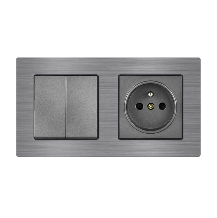 UNIC Elektrick zsuvka 230V + dvojvypna lustrov sriov .5 v rmeku 153mm, slitina hlinku ed